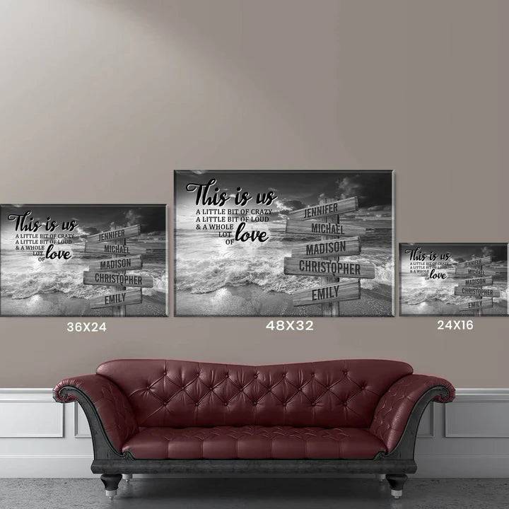 Ocean Sunset Personalized "THIS IS US" Multi-Names Premium Canvas Poster