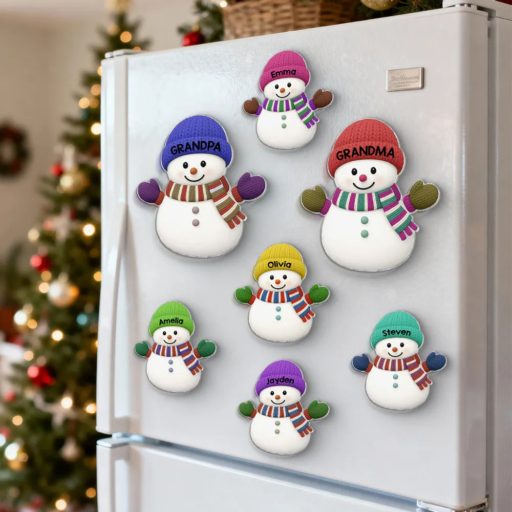 Acrylic Fridge Magnet Snowman Family Set | Festive Holiday Decoration, Perfect Gift for Grandparents and Family