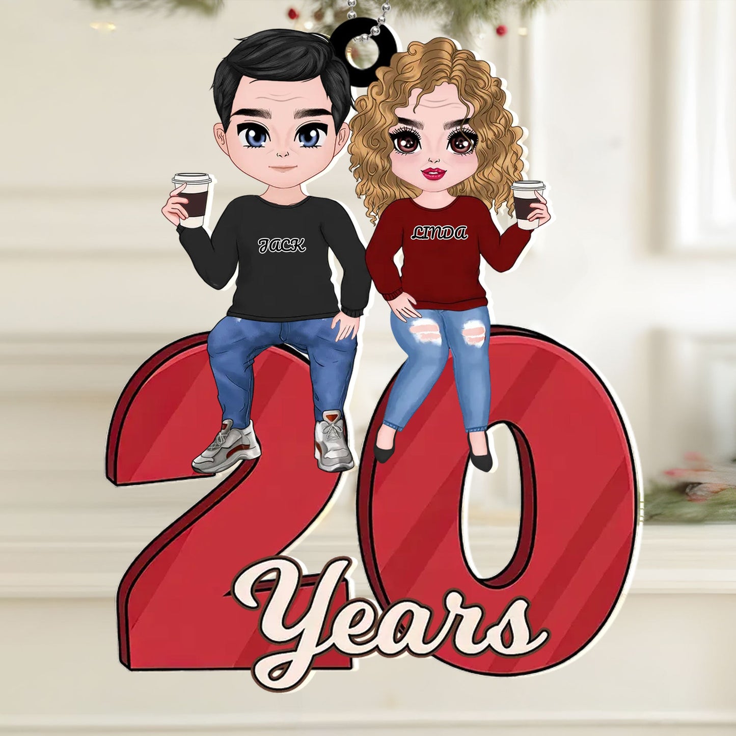 Gifts For Couple - Personalized Car Ornament For Anniversary