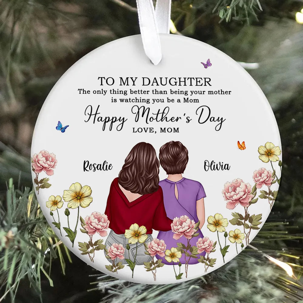 To My Daughter – Personalized Birth Month Flower Ceramic Ornament and More – A Special Gift for Daughter