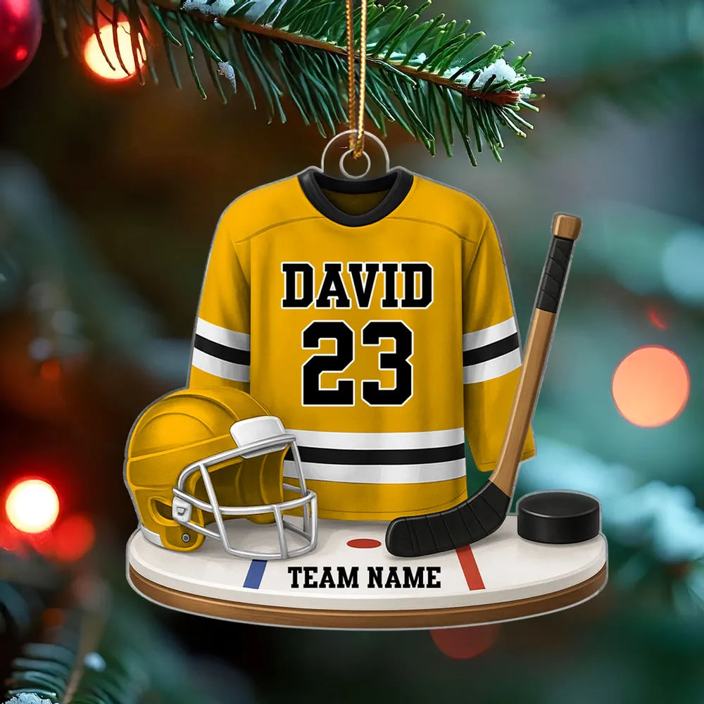 Acrylic Ornament Hockey Jersey, Customizable, Holiday Tree Ready, Team Spirit Keepsake, Unique Gift for Players & Fans