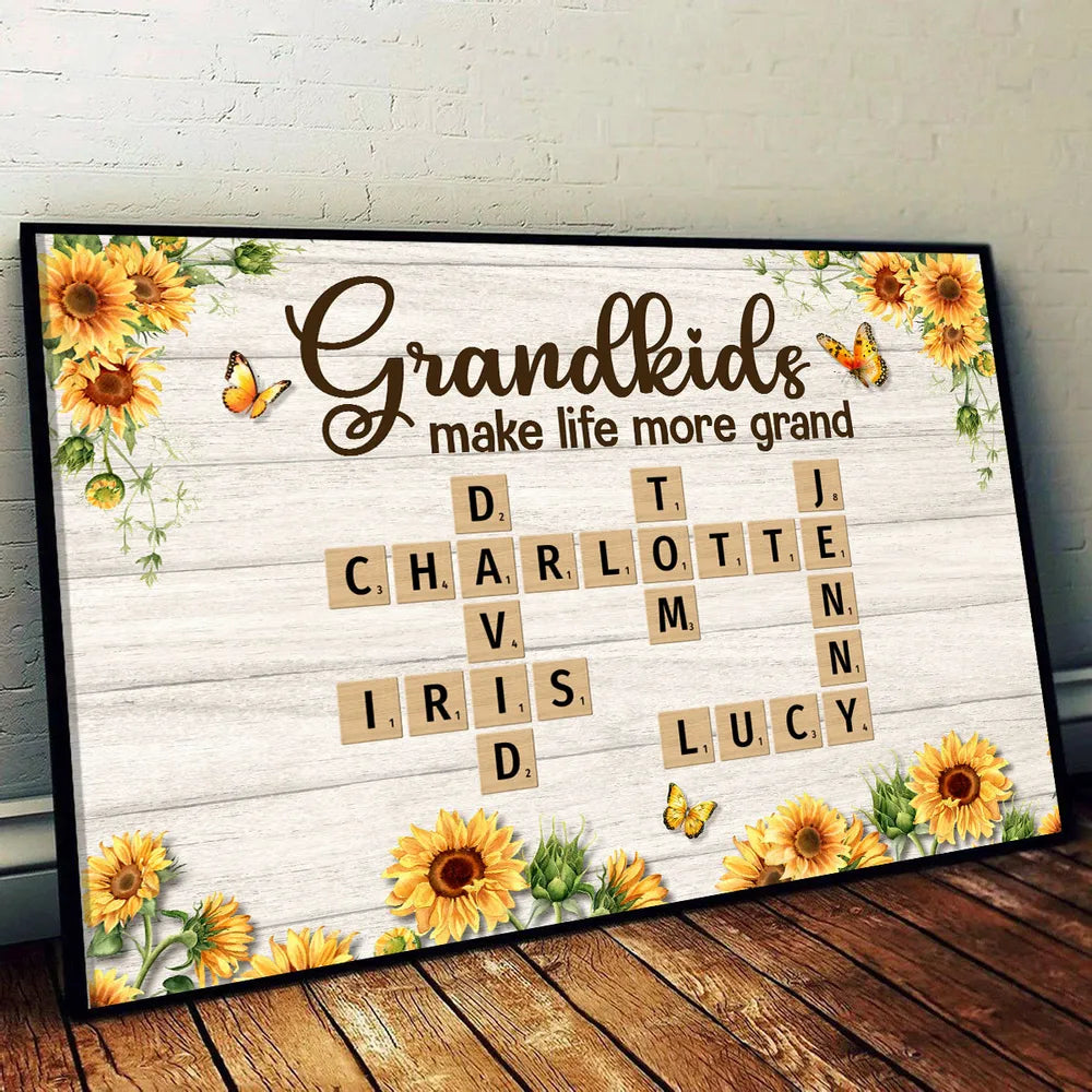 Custom Poster or Canvas with 'Grandkids Make Life More Grand' Design