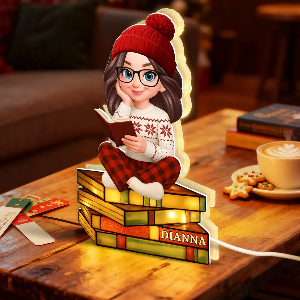 Acrylic Light Box with Reading Girl Design | Cozy Home Decor, Perfect Gift for Book Lovers