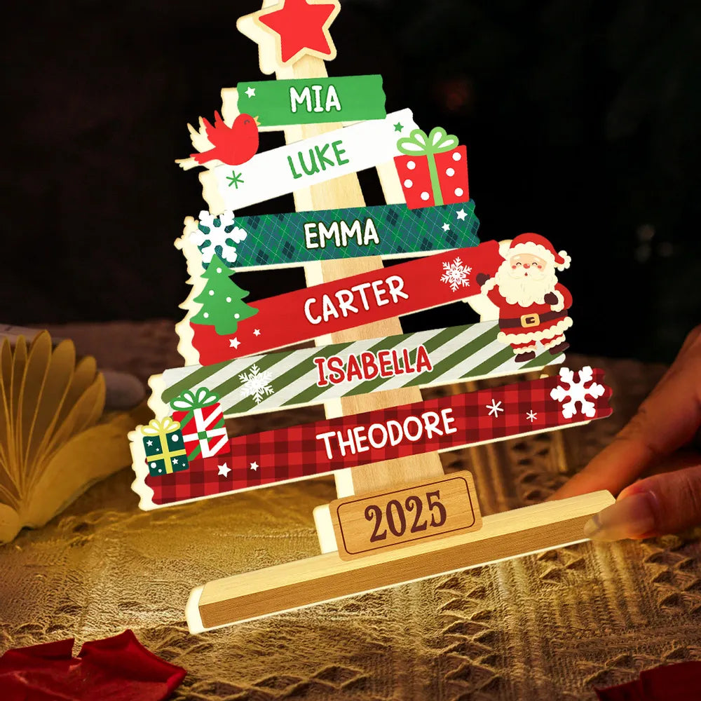 Acrylic Light Box Christmas Tree Sign for Families – Warm Fireplace Décor, customizable glow, heartwarming keepsake, perfect gift for holiday gatherings