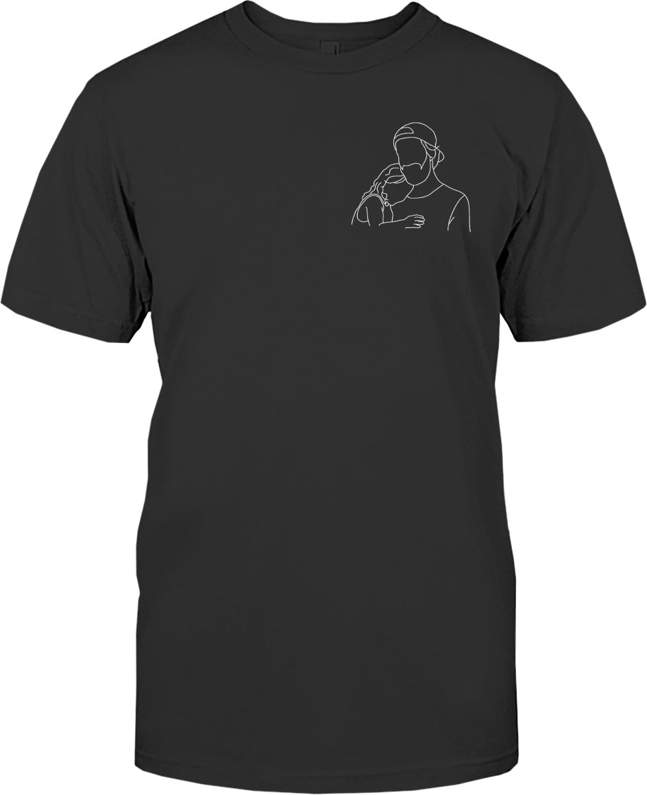 Custom Line Art - Personalized Uncle Embroidered T-shirt