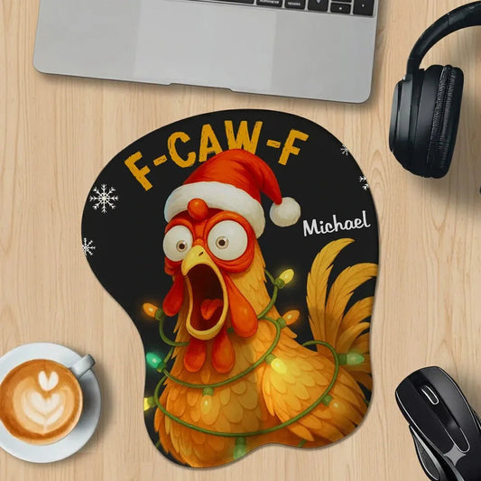 Personalized Lycra 3D Mouse Pad with Santa Chicken, Funny FCAWF Design, Unique Christmas Gift for Coworkers