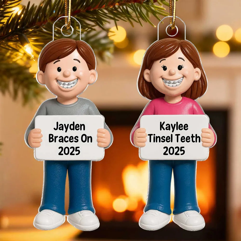 Smiling Braces Kid Acrylic Ornament – Adorable Keepsake Gift Celebrating Growing Smiles