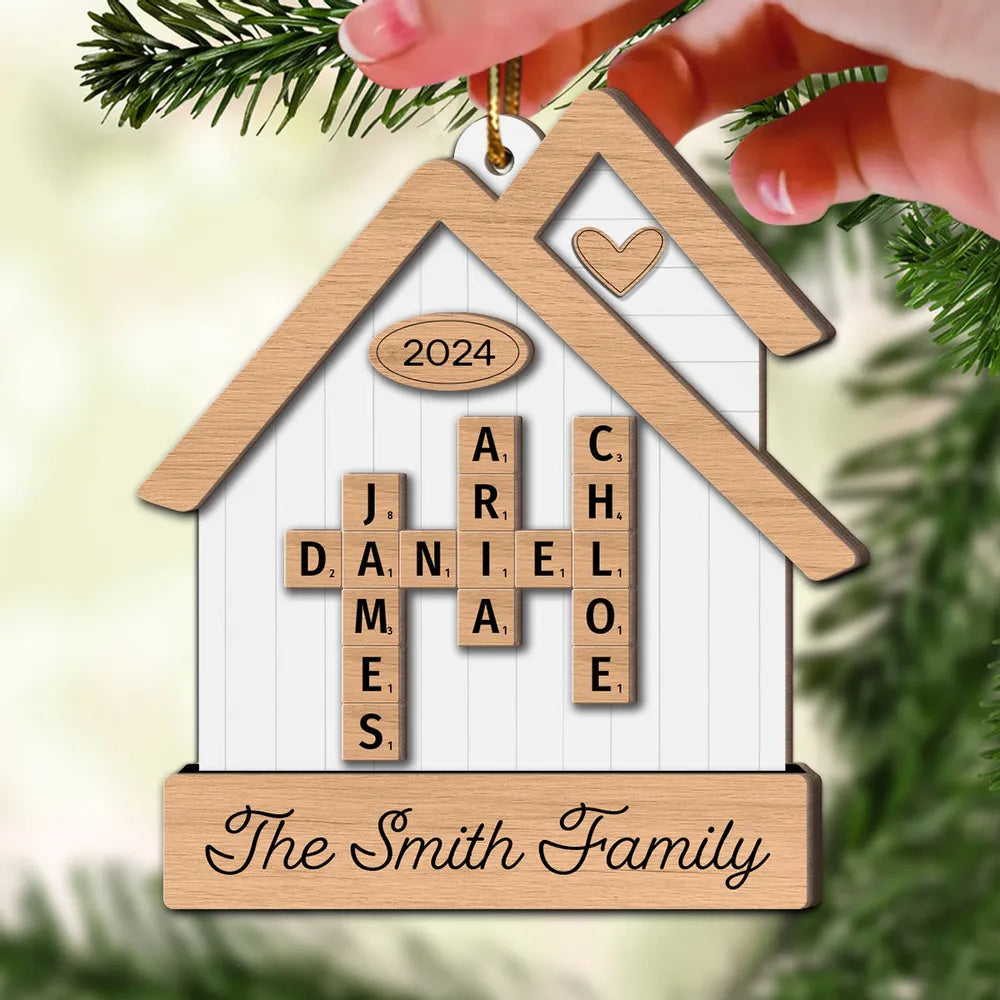 Custom Family Name House Ornament - A Unique Christmas Gift of Memories