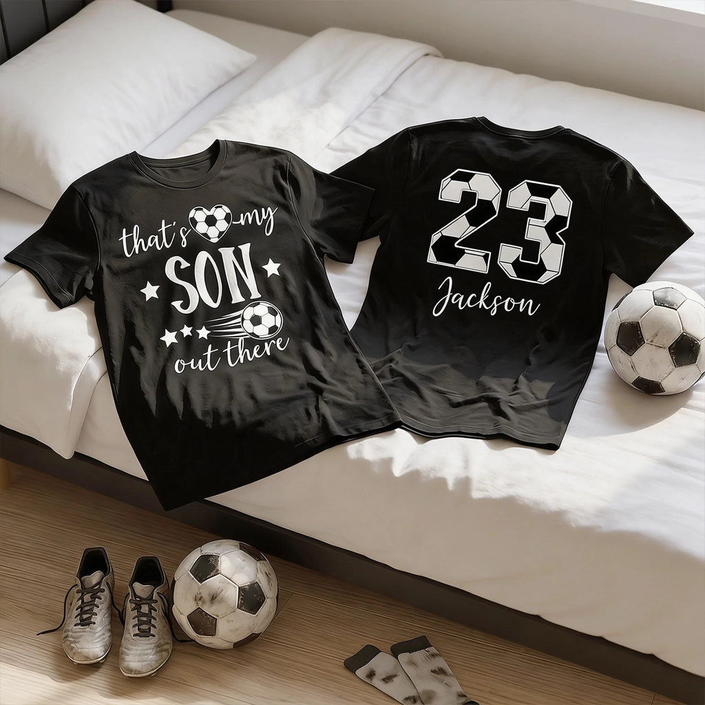 Personalized Soccer Grandma Classic Tee Thats My Son Out There Fan Shirt Unique Gift for Proud Moms