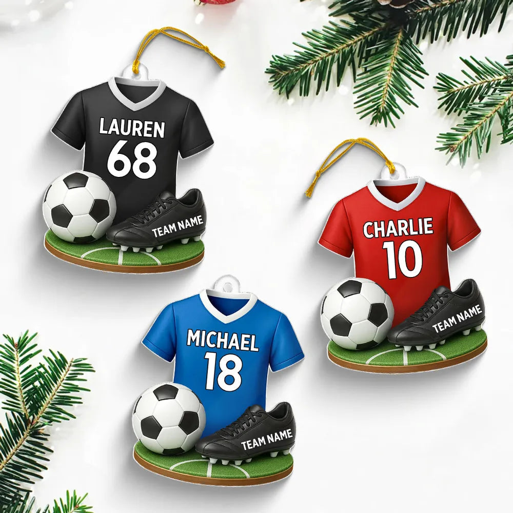 Custom Acrylic Soccer Ornament - Personalized Jersey Keepsake Gift