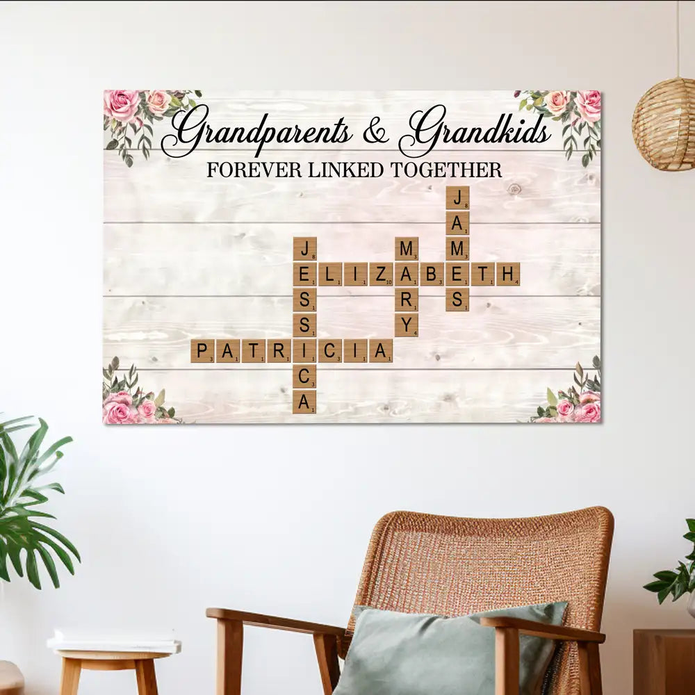 Custom Grandparents & Grandkids Poster - Personalized Canvas Gift