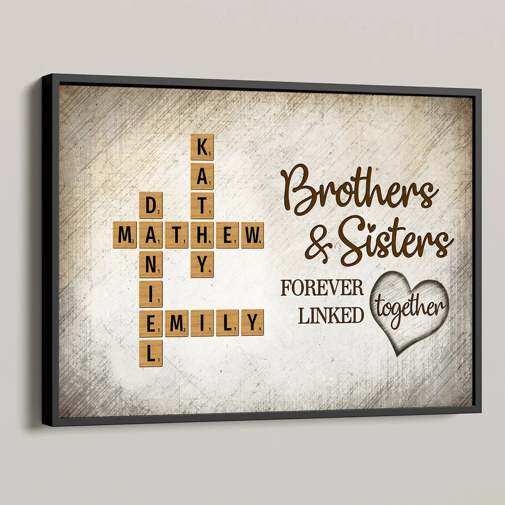Personalized Brothers & Sisters Family Poster or Canvas – Scrabble Tile Design with Names, Perfect Gift for Siblings on Birthday or Family Reunion