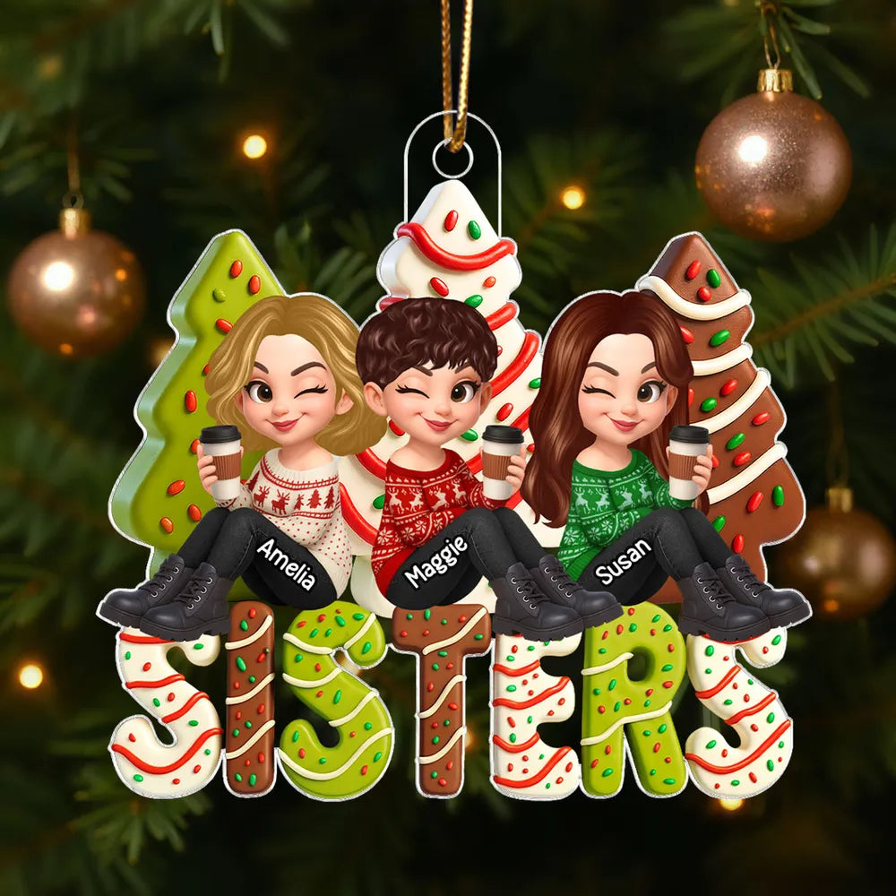Acrylic Ornament with Fun Cartoon Besties Design, Christmas Tree Decoration, Perfect Friendship Gift