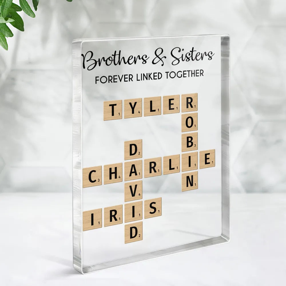 Personalized Acrylic Plaque with Brothers & Sisters Design