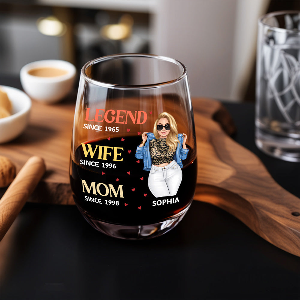 Unique Wine Glass for Her – Custom Design for Wife, Mom, and Grandma to Honor Their Journey