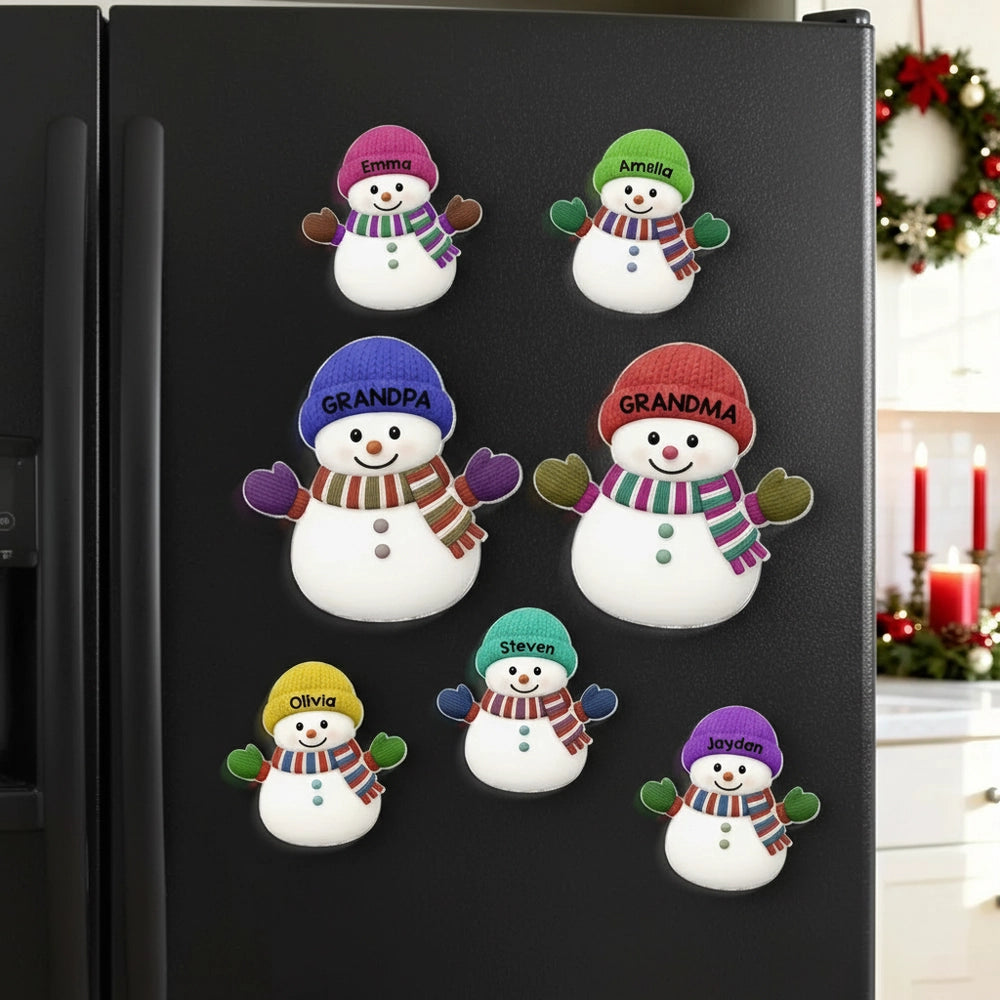 Acrylic Fridge Magnet Snowman Family Set | Festive Holiday Decoration, Perfect Gift for Grandparents and Family