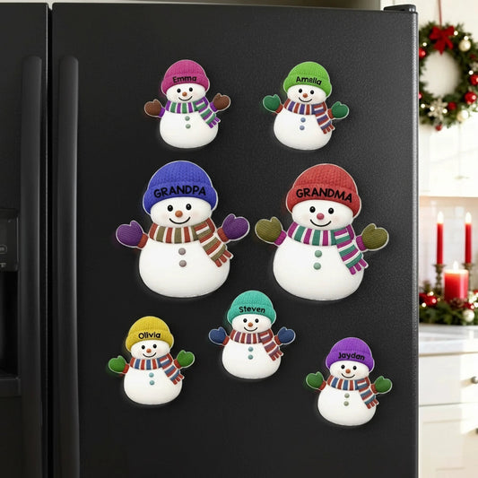 Acrylic Fridge Magnet Snowman Family Set | Festive Holiday Decoration, Perfect Gift for Grandparents and Family