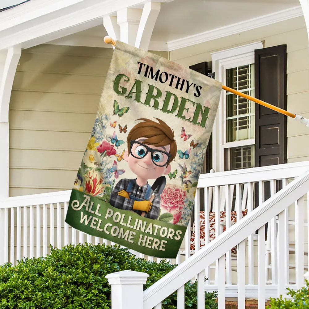 Custom Garden Flag Only for Garden Lovers, Whimsical Butterfly Florals and Friendly Gardener, A Heartwarming Unique Gift