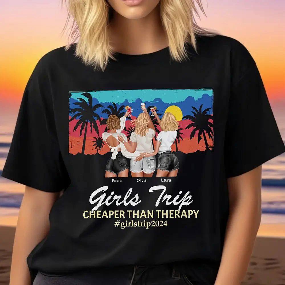 Girls Trip Classic Tee with Sunset Beach Vibes, Fun Style and Perfect Gift for Friends