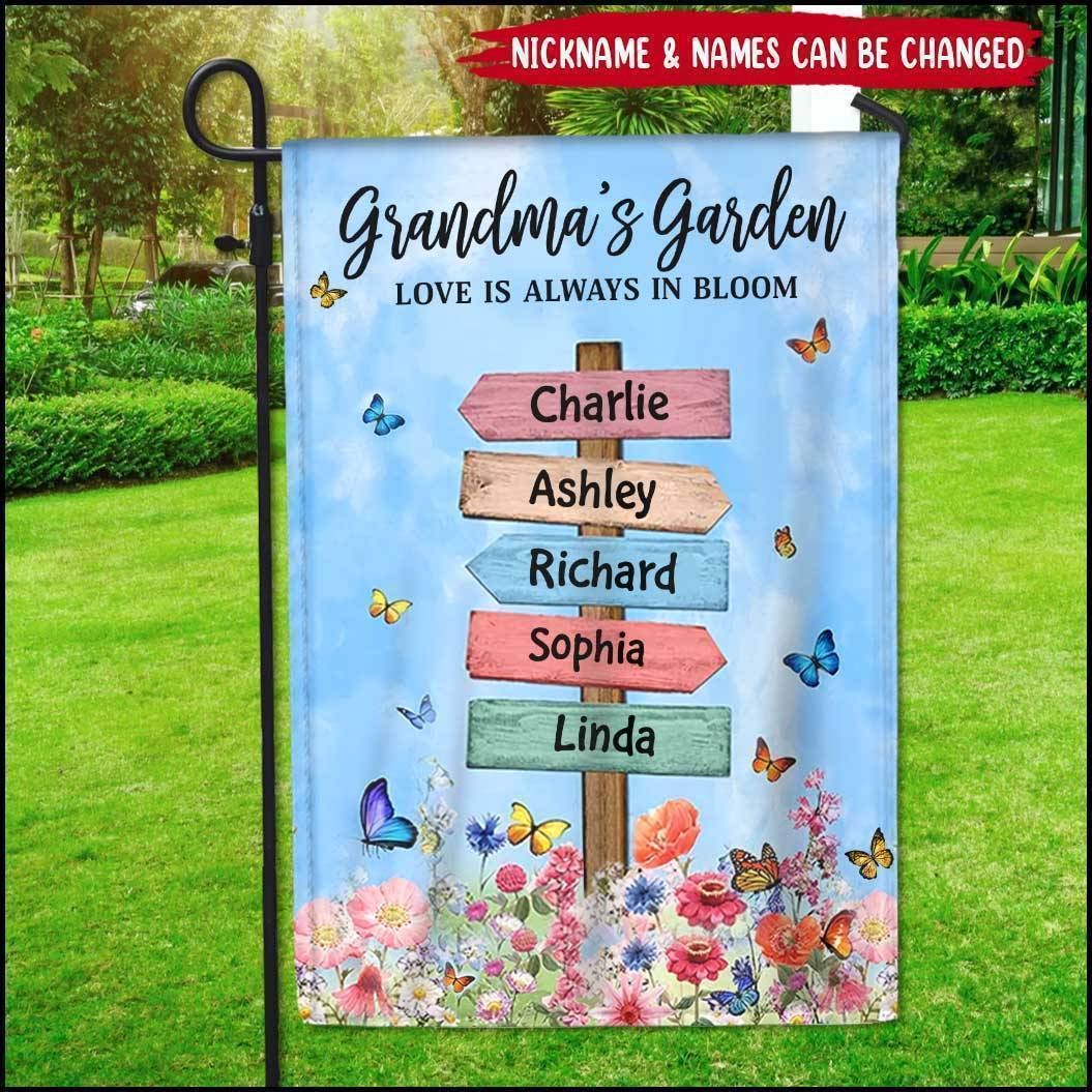 Grandma Mom's Garden Butterflies, Where Love Grows Personalized Garden Flag