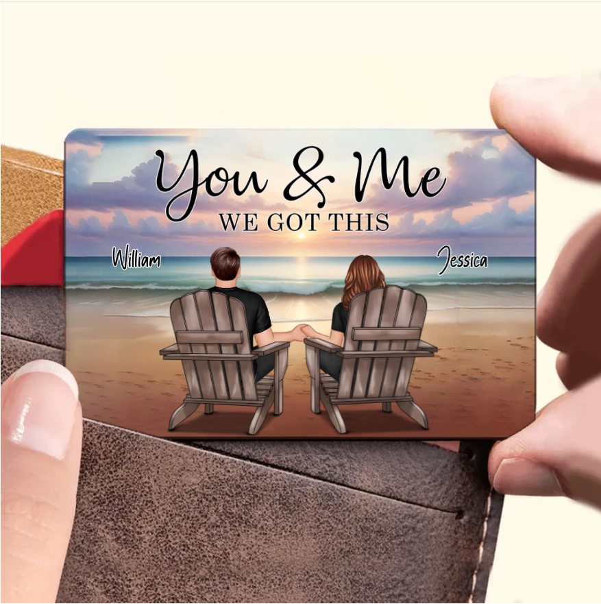 Couple Sitting Realistic Beach Landscape - Personalized Poster, Keychain, Plaque, Ornament and Pillow, Unique Gift