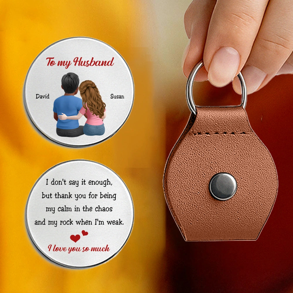 Personalized Pocket Hug Token for Husband, Custom Couple Hug Illustration, Everyday Keepsake, Unique Romantic Gift