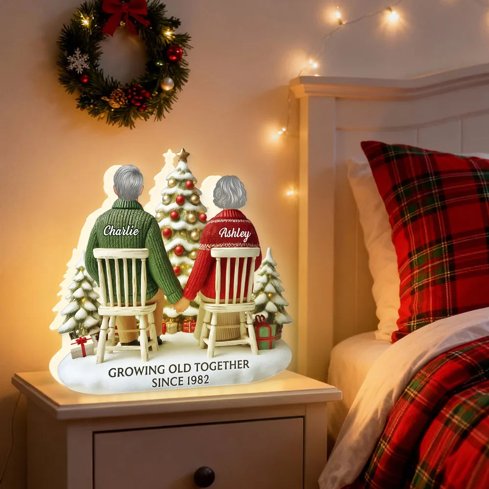 Custom Couple Acrylic Light Box with Cozy Christmas Tree, Soft Bedroom Lamp and Unique Romantic Gift