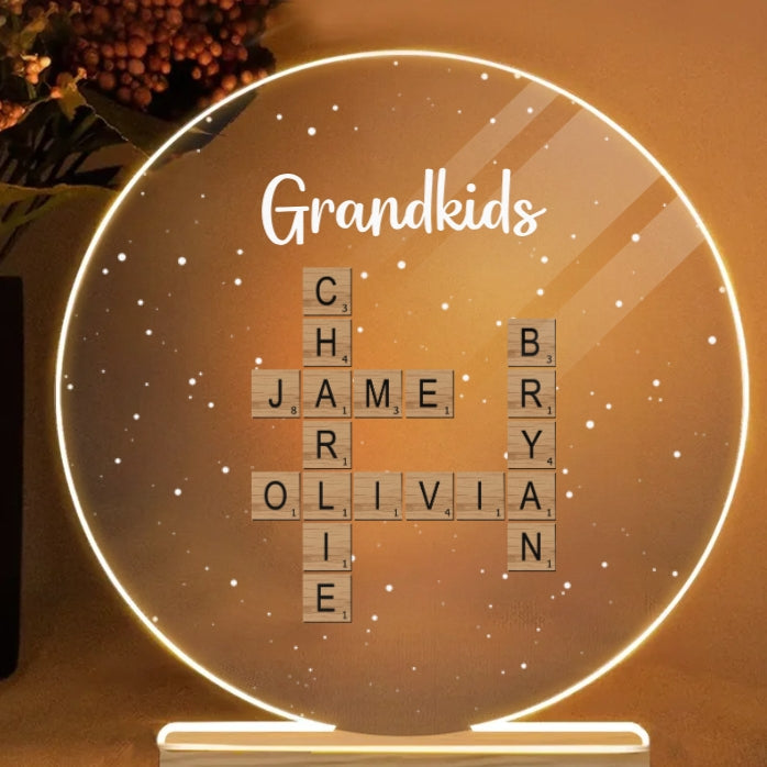 Personalized Grandkids Pillow - Custom Name Cross Plaque - Perfect Gift for Grandparents, Holiday Decor Keepsake