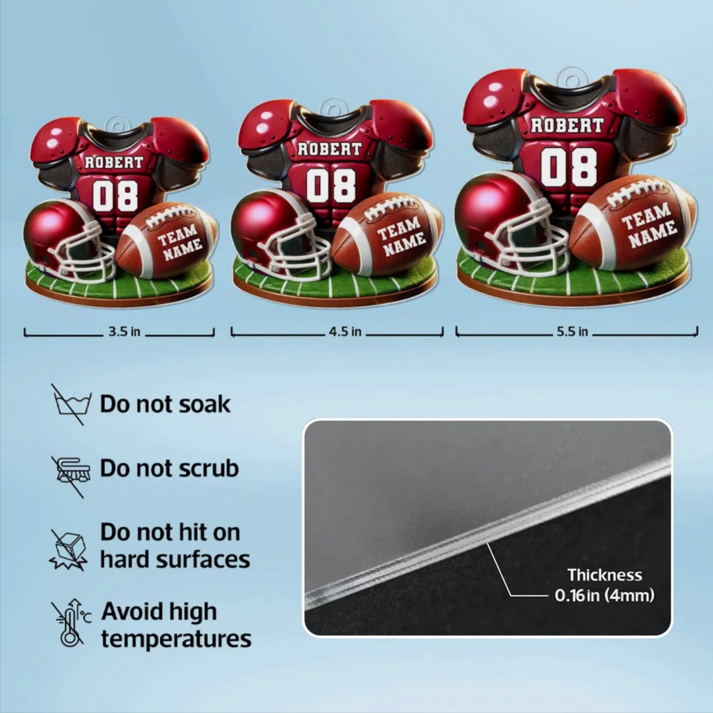 Acrylic Ornament Football Jersey & Helmet, Custom Team Gift for Players and Fans, Tree or Car Mirror, Unique Holiday Decor