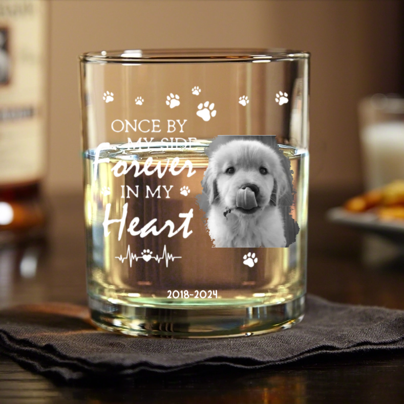 Personalized Pet Memorial Pottery Mug, "Forever in My Heart" Custom Keepsake with Photo and Name