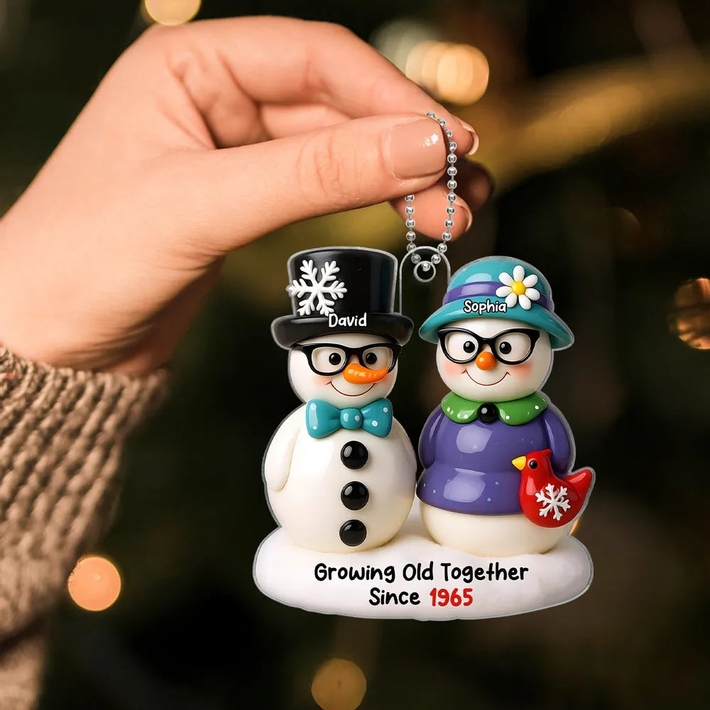 Funny Couple Snowman Car Hanger – “Growing Old Together Since” Personalized Car Hanger for Lovebirds