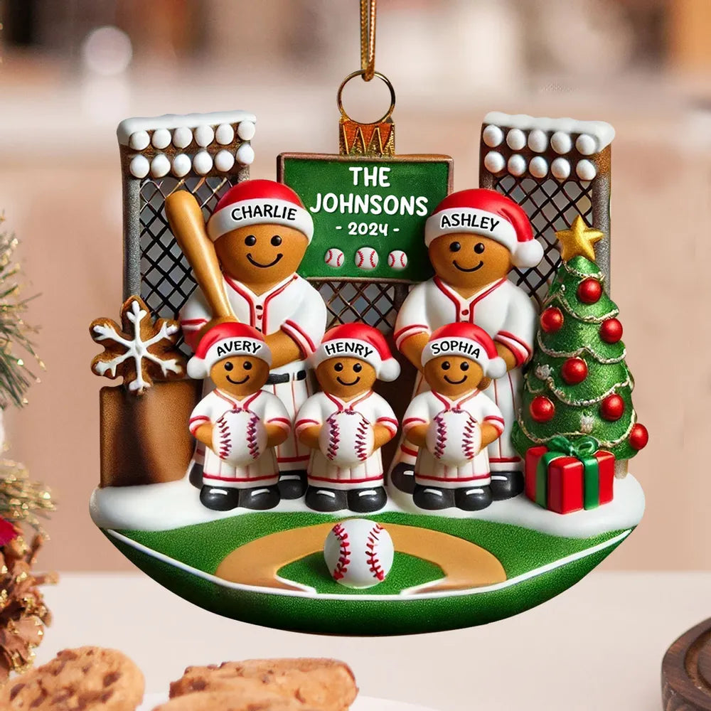 Custom Baseball Family Christmas Ornament - Personalized Holiday Keepsake
