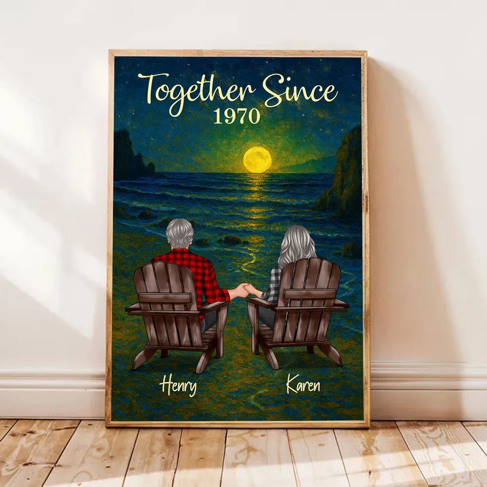 Personalized Poster for Couple with Sunset Beach Scene, Romantic You & Me Art, Unique Gift for Husband, Wife or Partner