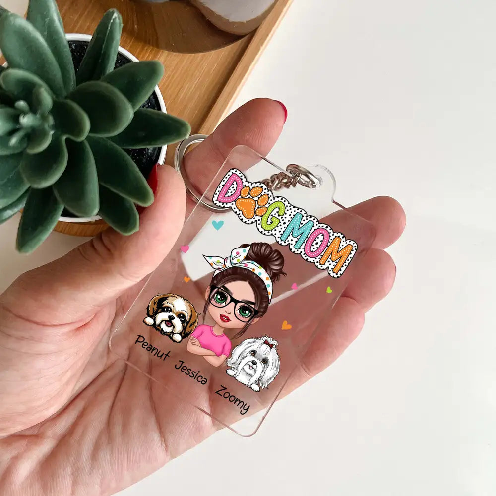 DOG MOM Personalized Acrylic Keychain – You & Your Pups