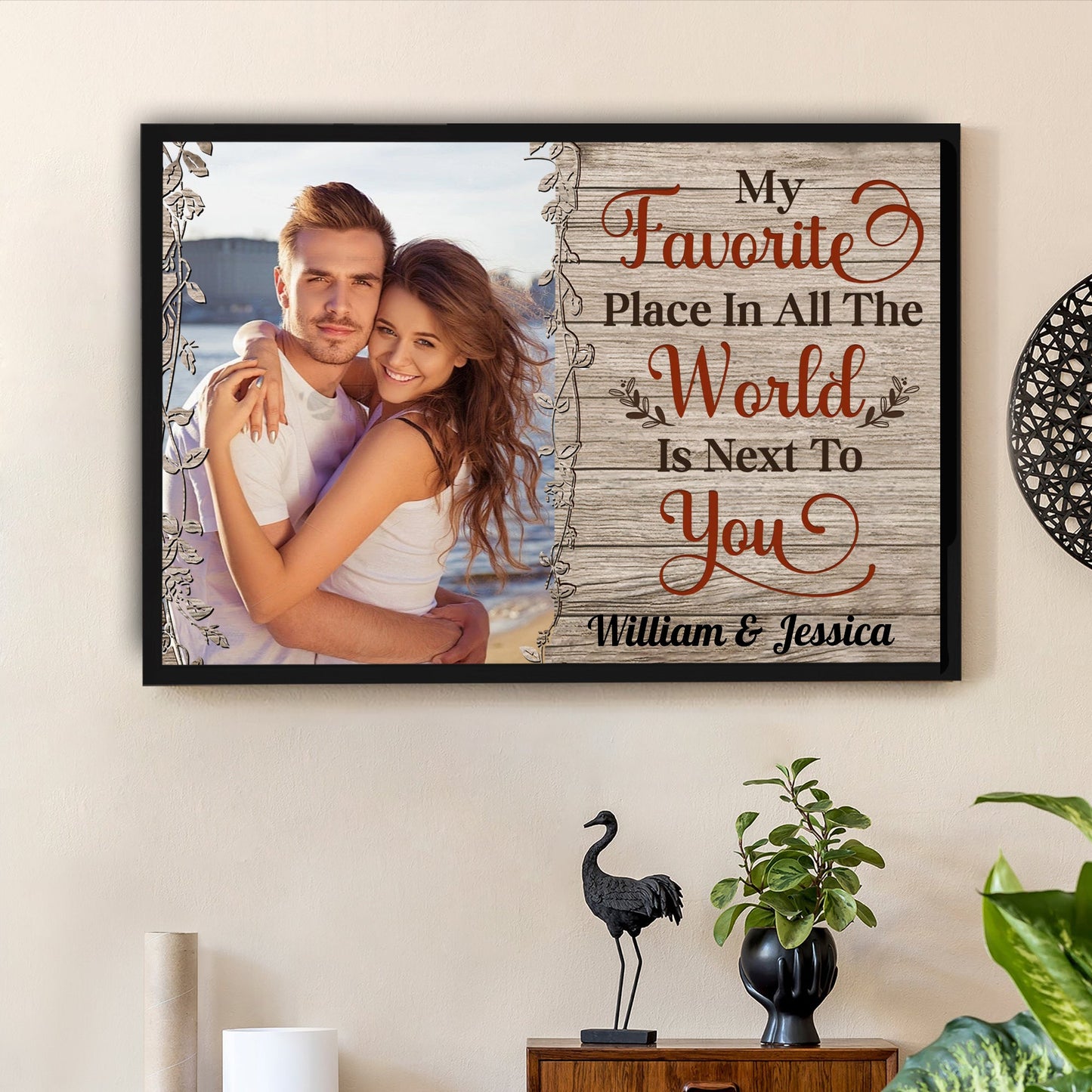 Personalized Romantic Canvas - "My Favorite Place In All The World Is Next To You" Valentine’s Day Gift