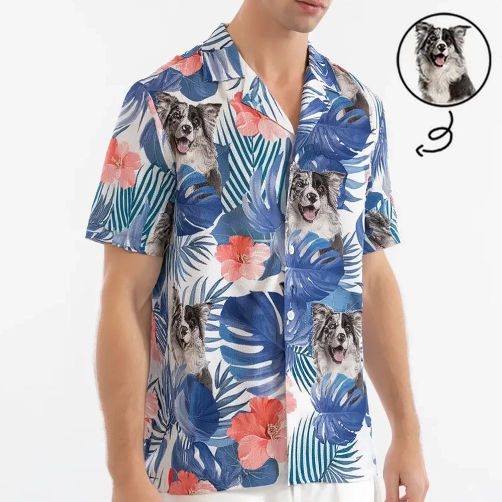 Custom Pet Photo Hawaiian Shirt with Vibrant Tropical Vibe for Vacation Style, A Creative Gift They'll Actually Wear