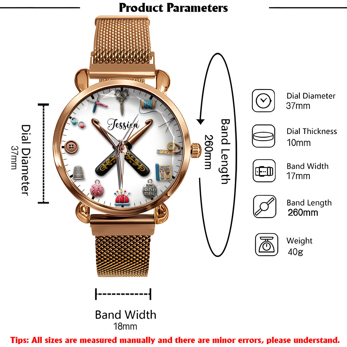 Crochet Time - Personalized Crocheting Women Hand Watch