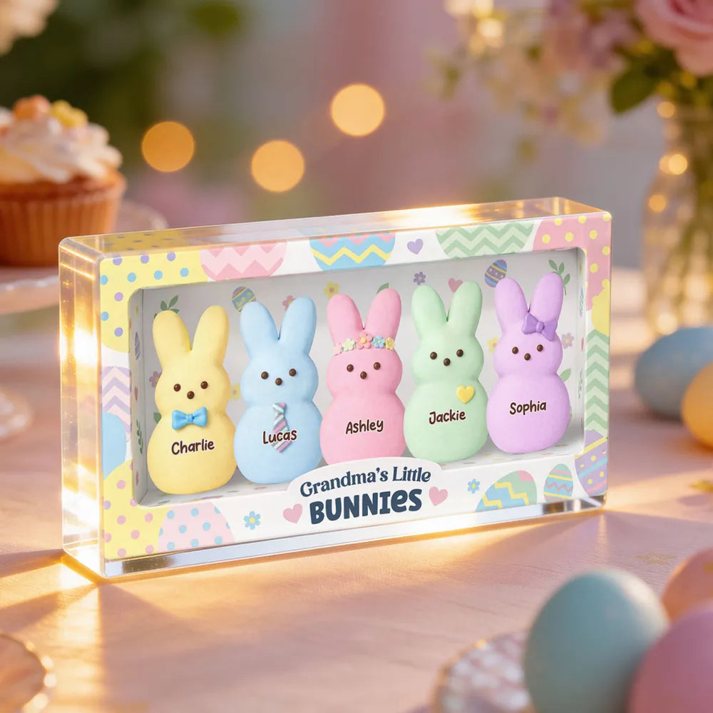Personalized Shaped Acrylic Block Plaque Grandma's Little Bunnies Easter Shelf Decor, Unique Gift for Grandma
