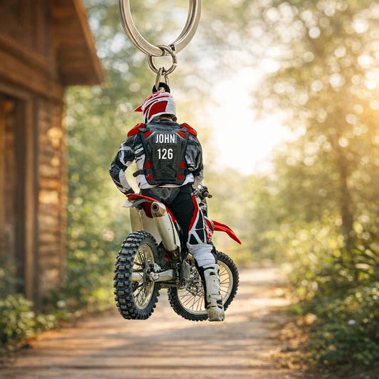 Personalized Motocross Rider Acrylic Keychain With Custom Name And Number Cool Accessory Unique Gift For Riders