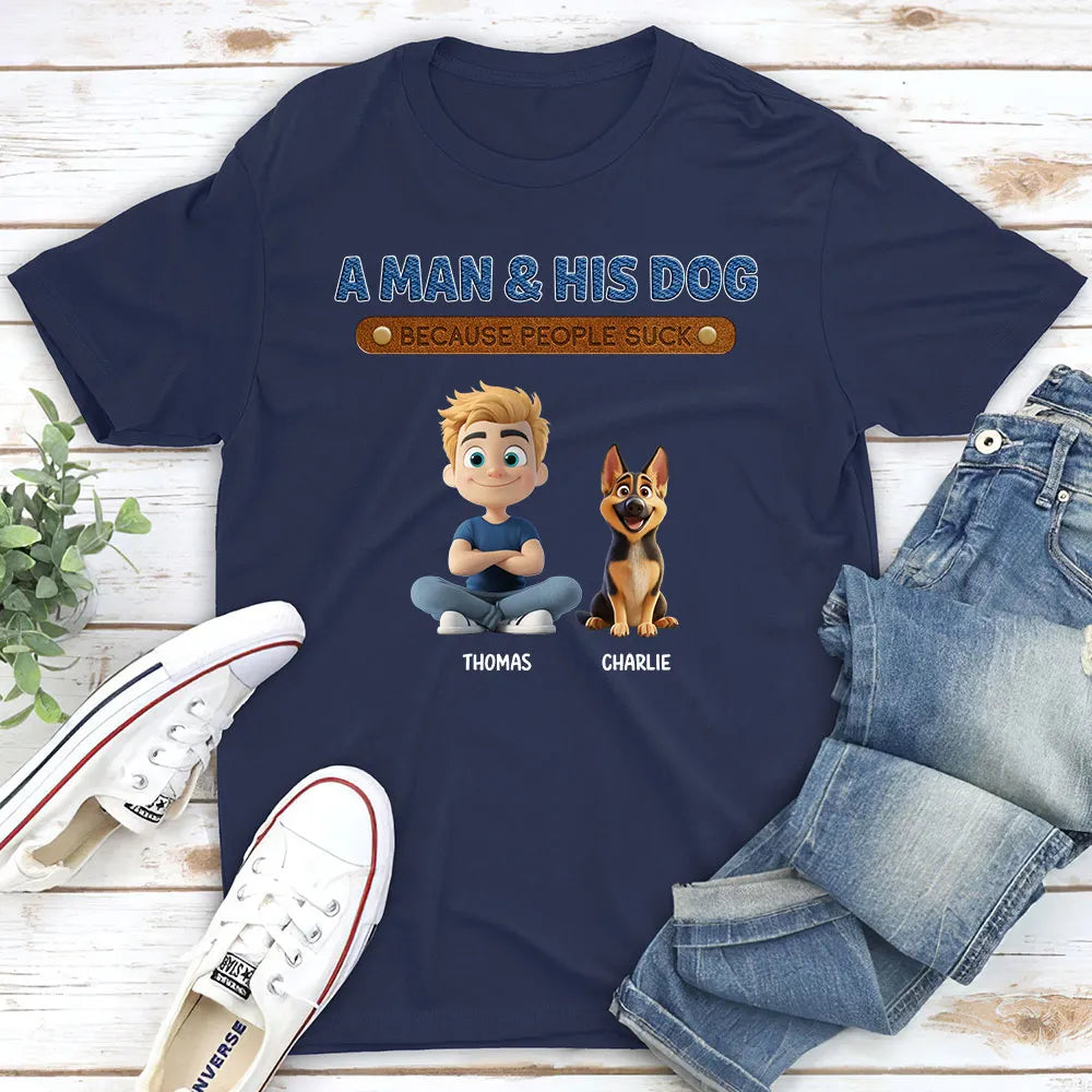 Classic Tee for Dog Lovers with Creative Print Design, Gift for Friends