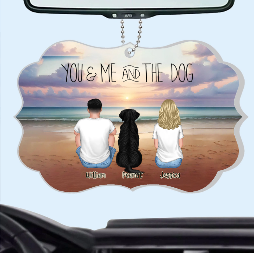 You Me And The Dogs Beach Outline Personalized Wallet Card or Poster or Canvas or Plaque or Pillow or Wallet or Cup