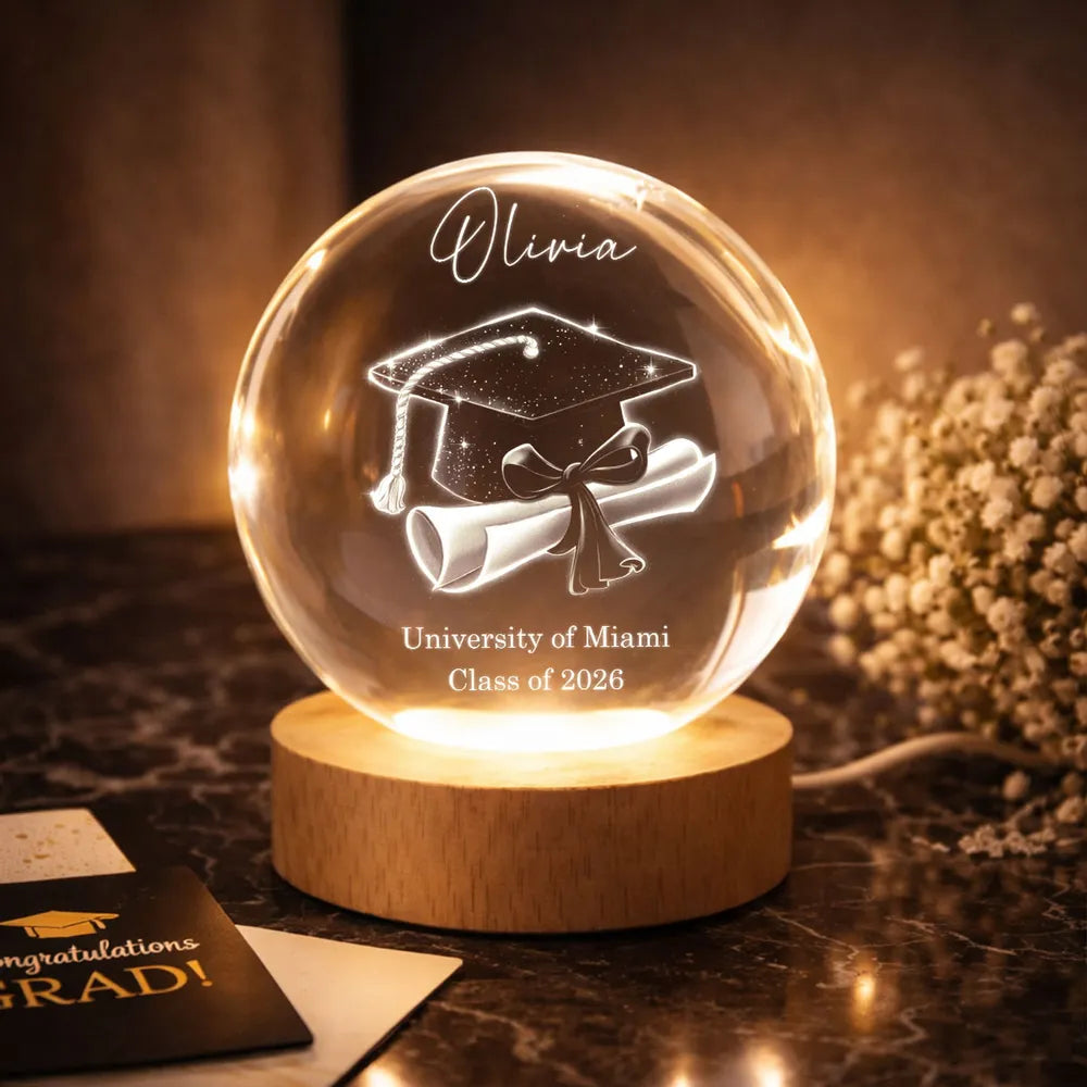 Globe Lamp Personalized Graduation Keepsake Night Light for Desk or Nightstand, Heartfelt Gift for a Grad