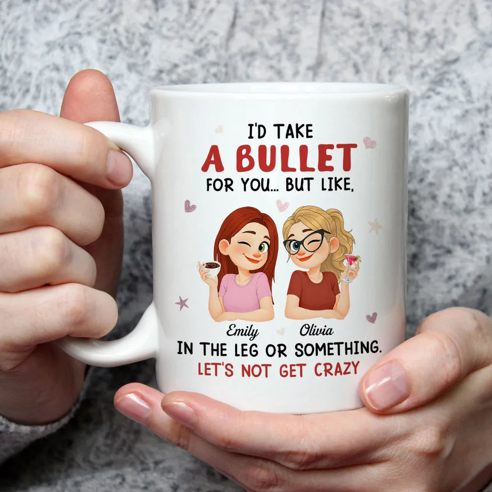 Personalized Best Friend Ceramic Mug Funny 'Let's Not Get Crazy' Cute Cartoon Coffee Gift for Bestie Coworker