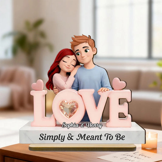 Simply & Meant To Be Wooden Plaque, Personalized Love Decor for Couple Nightstand or Shelf, Thoughtful Unique Gift