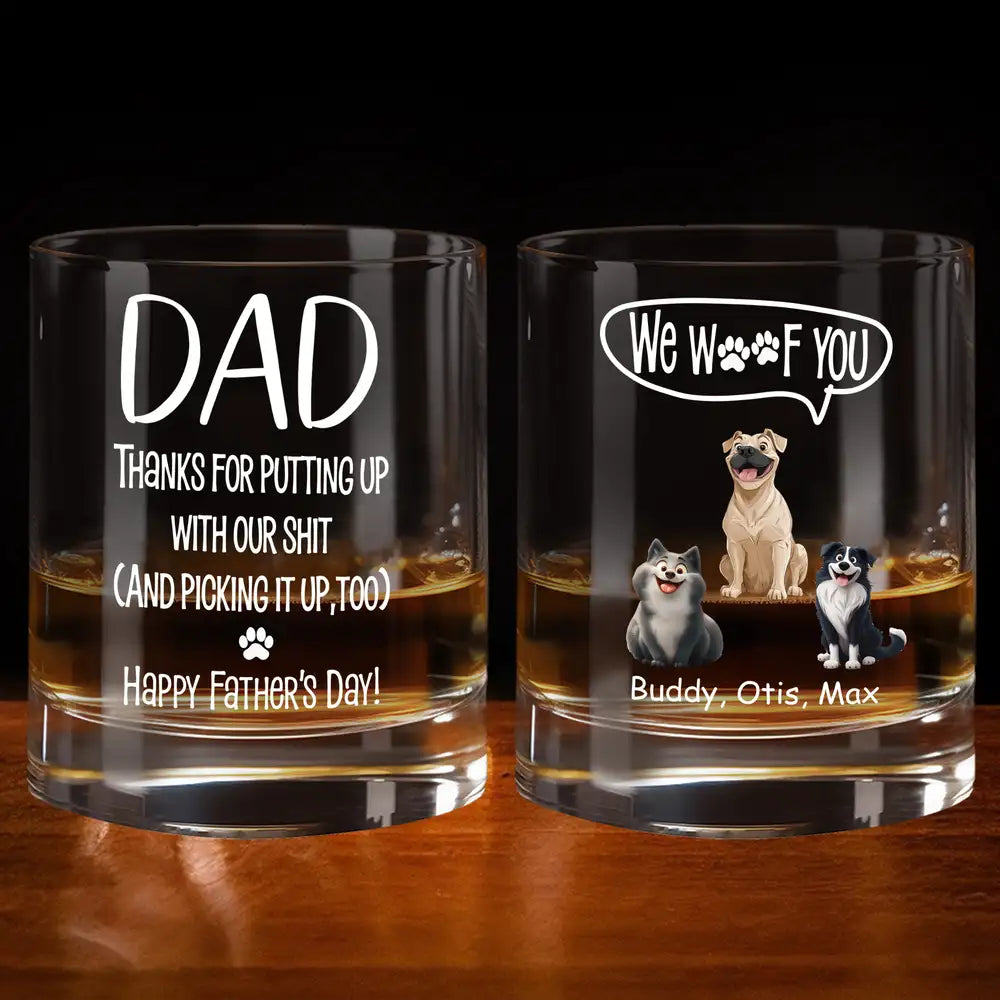 Best Dog Dad Ever – Personalized Whiskey Glass with Pup Illustration – Funny and Heartwarming Gift for Father’s Day