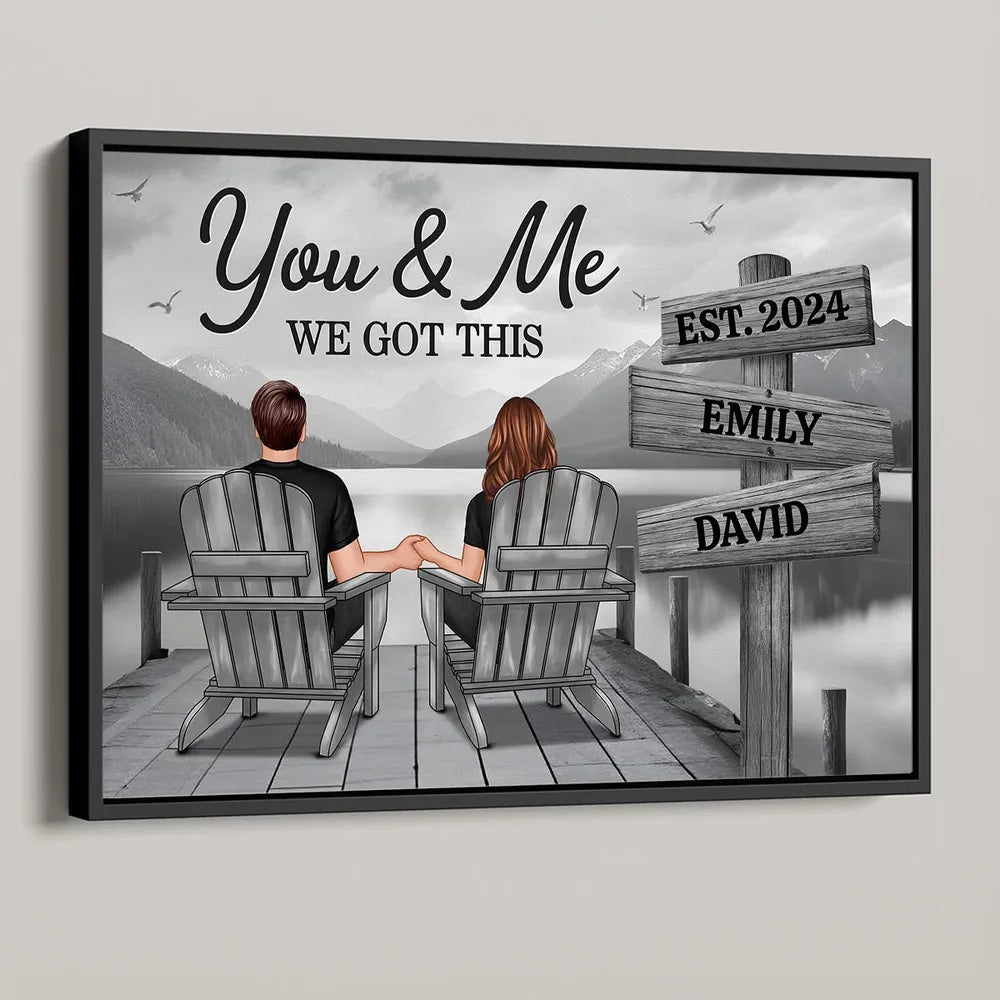 Seaside Poster Romantic Couple Back View Clear and Sturdy Love Memory Wall Décor Gift