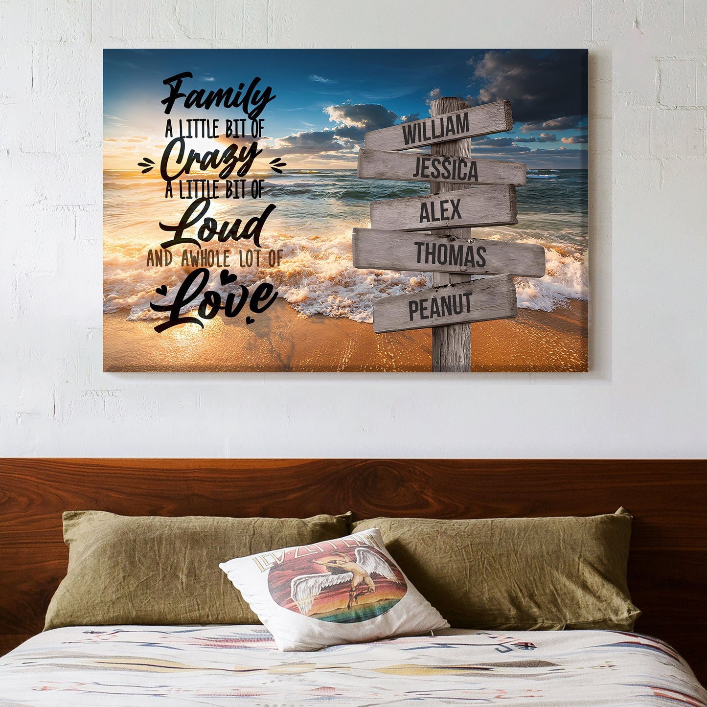 "Family Love & Joy" Personalized Ocean Sunset Canvas Art - The Perfect Gift to Cherish Family Moments