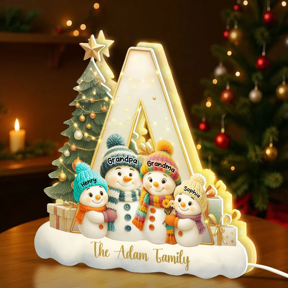 Snowman Family Acrylic Light Box – Heartwarming Holiday Decor, Perfect Gift for Grandparents & Family