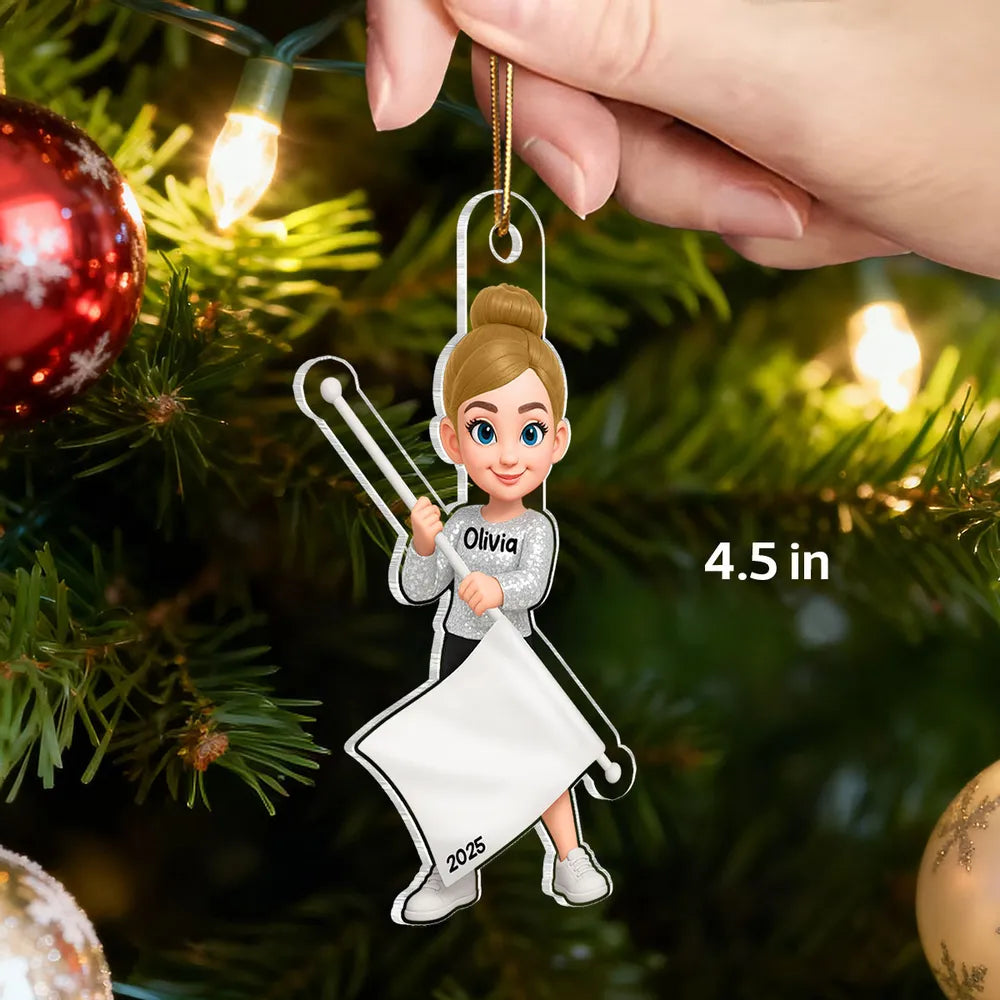 Personalized Acrylic Ornament for Majorette & Color Guard Girls, Cute Band Uniform Design, Festive Decor & Unique Christmas Gift