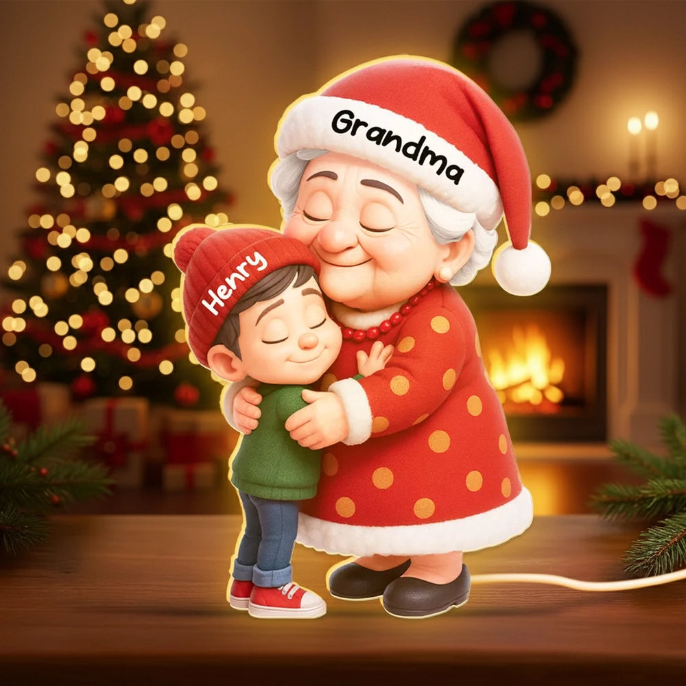 Grandma and Grandkid Hug Acrylic Light Box – A Heartwarming Christmas Gift of Love and Togetherness